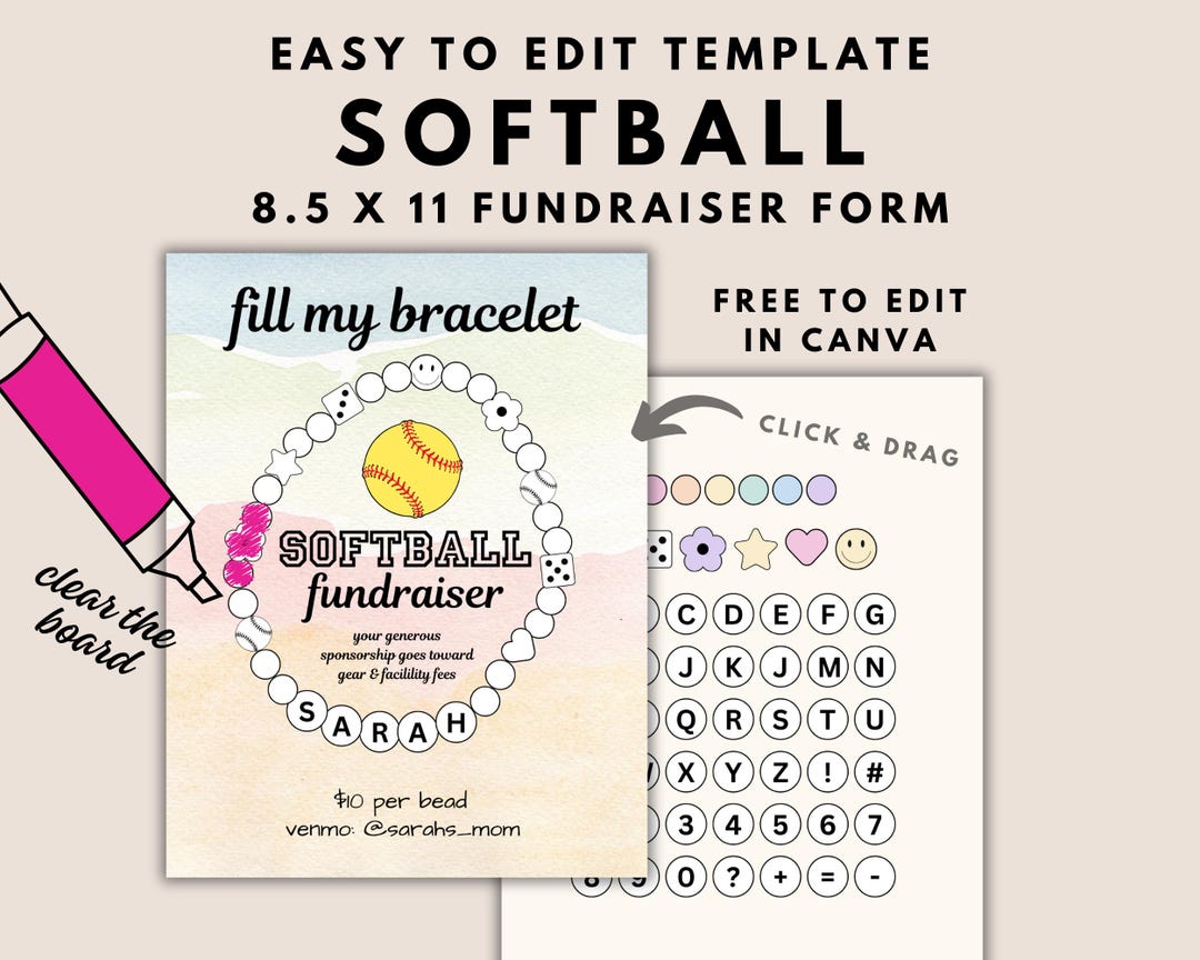 Softball Fundraiser Template Clear the Board Fundraising Sports Team ...