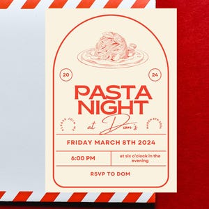 Italian Dinner Party - Dinner Invitation - Pasta Night Theme Invite - Bachelorette
