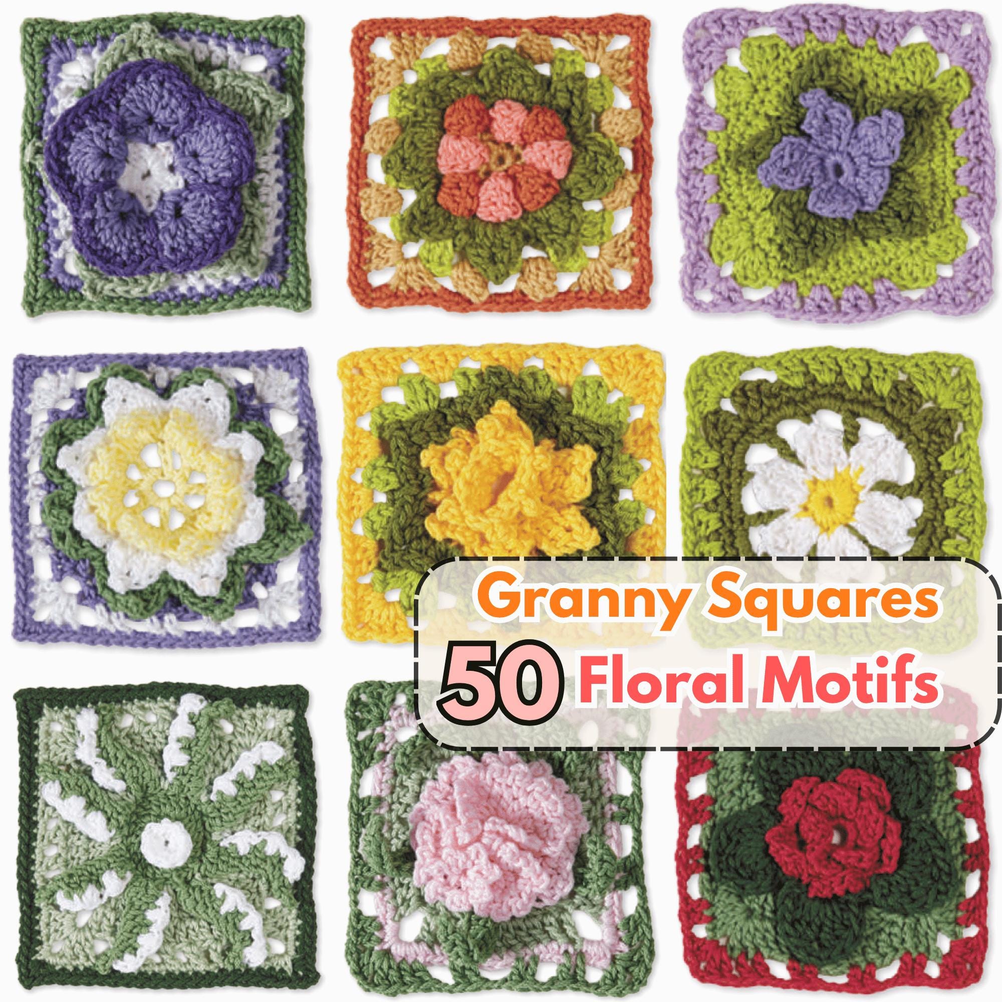 Floral Granny Squares 50 Crochet Patterns