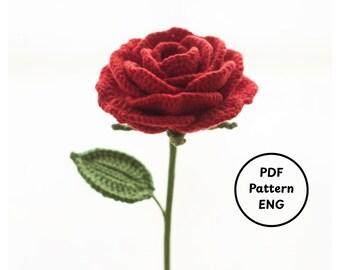 Rose Häkelanleitung PDF | Amigurumi Blume, DIY Blumenstrauß Englisch