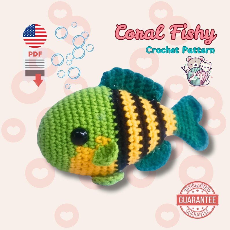 Amigurumi Perch Fish Crochet Pattern PDF, Beginner-friendly DIY Cute ...
