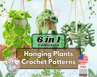 Floral Crochet Pattern: Hanging Basket Plants, Car Mirror Decor (PDF Download)