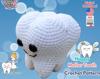 Patrón de muela a crochet: Regalo de dentista amigurumi (Patrón PDF)