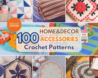 Patrones de crochet para decoración de habitaciones y cocinas: colección de 100 diseños fáciles y rápidos en formato PDF.