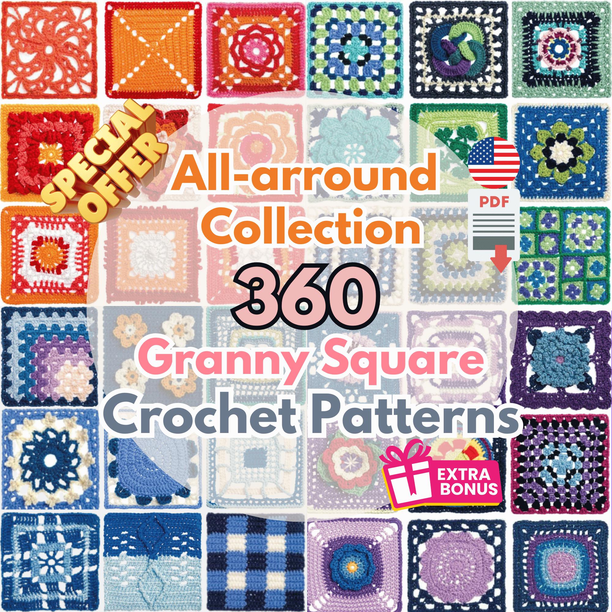 360 Granny Square Crochet Patterns Bundle | Afghan Blocks & Motifs | Beginner-Friendly | PDF Instant Download