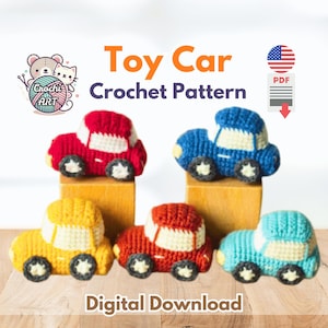 Amigurumi Race Car Crochet Pattern: Easy PDF Vehicle Toy (6cm x 4cm)