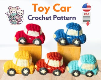 Patrón de crochet de coche de carreras amigurumi: PDF fácil, juguete de vehículo, Hot 4 Wheels, tutorial DIY