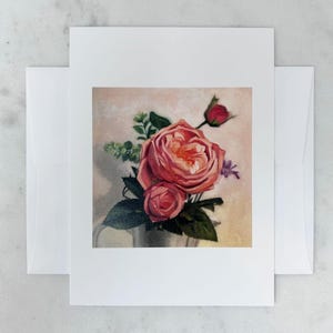 Carte de correspondance florale Roses avec théière