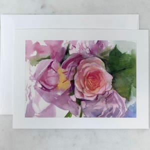 Jardin de juin : carte de correspondance florale de roses et de pivoines