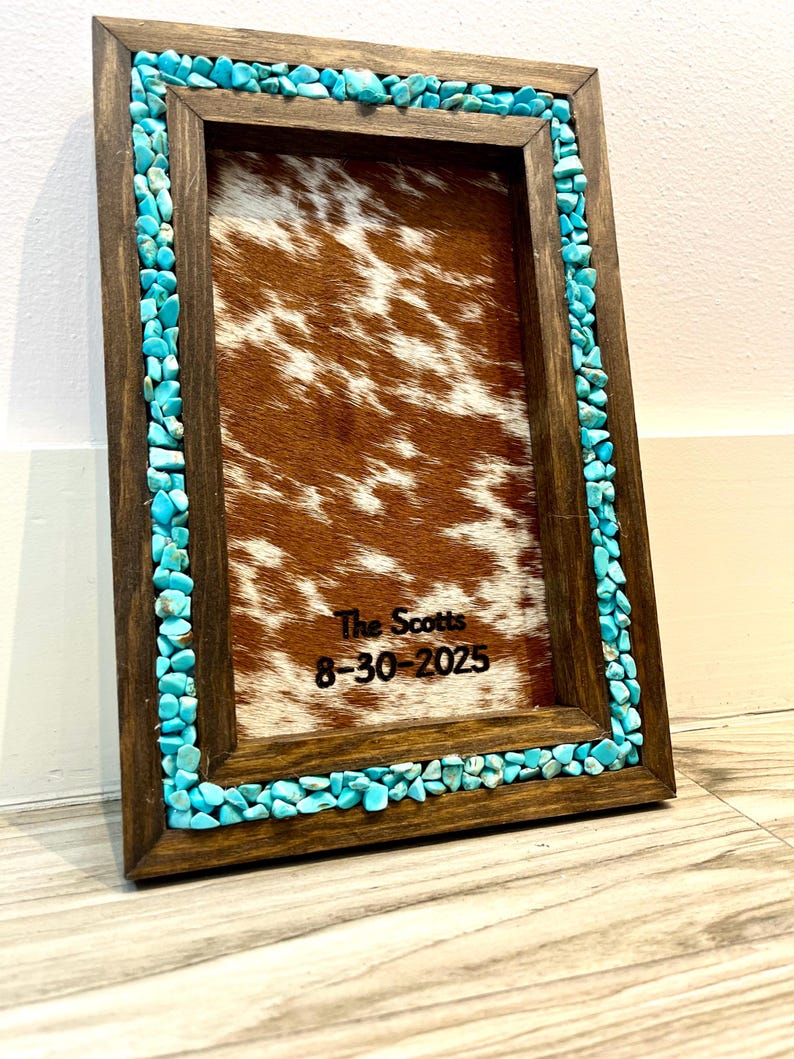 Framed Cowhide With Turquoise Branding Ceremony Wedding Personalized ...