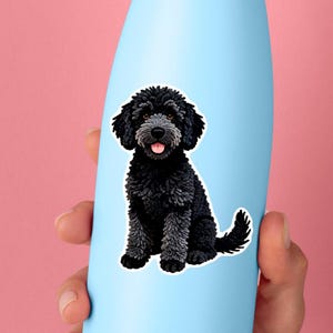 Doodle Dog Sticker, Black Curly Pup Vinyl Decal, Labradoodle Mom Gift, Laptop Sticker