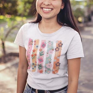 Floral Garden T-shirt - Colorful Floral Graphic Tee, Gift for Nature Lovers, Casual Wear, Spring Fashion, Unisex Style