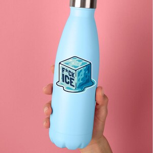 Melting Ice Cube Sticker or Magnet, Bold Anti ICE Statement Vinyl Decal immagine 2