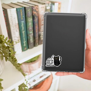 Black Cat Sticker, Cat Vinyl Decal, Water-Resistant Laptop afbeelding 4