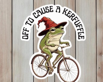 Off To Cause A Kerfuffle Frog Sticker