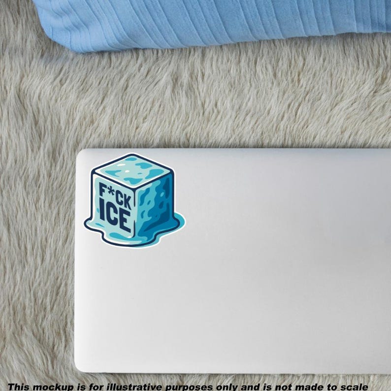 Melting Ice Cube Sticker or Magnet, Bold Anti ICE Statement Vinyl Decal immagine 3
