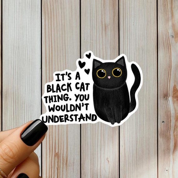 Black Cat Sticker, Cat Vinyl Decal, Water-Resistant Laptop