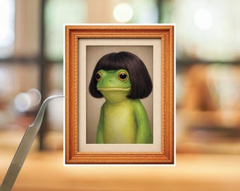 Frog in Bob Sticker or Magnet, Funny Frog Art Vinyl Decal, Playful Animal Gift