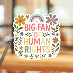 Human Rights Sticker Magnet, Floral Equality Kindness Inclusion immagine 1