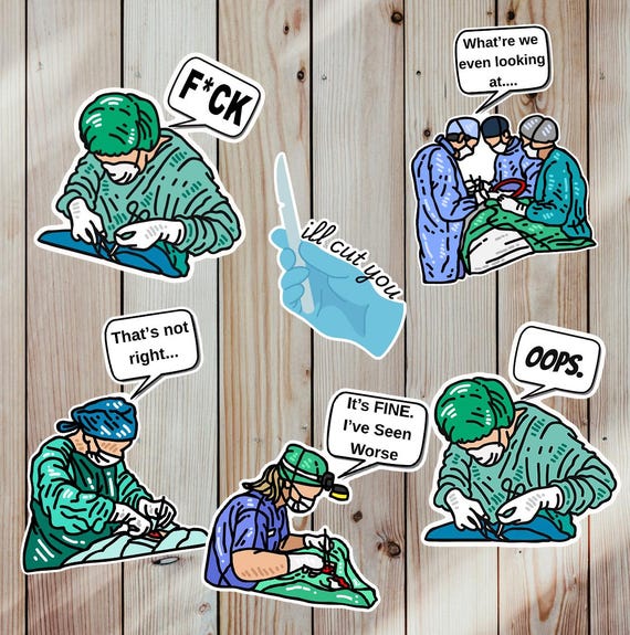 3 inch Funny Surgeon Sticker Magnet Pack – Medical Humor, Vet/Doctor Gift