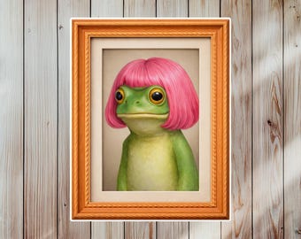 Frog in Bob Sticker or Magnet, Funny Frog Art Vinyl Decal, Playful Animal Gift