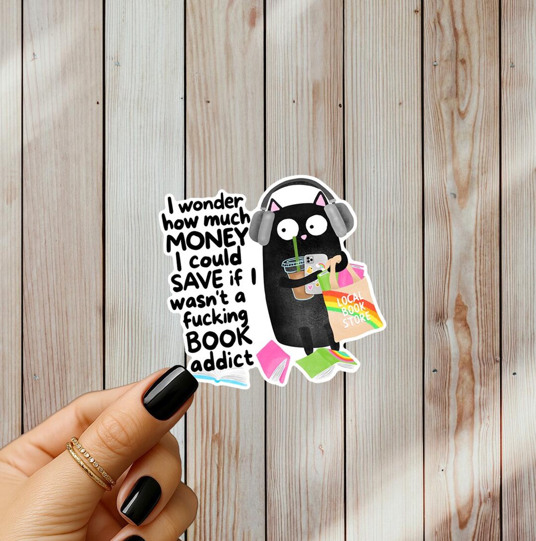 Funny Book Addict Sticker, Reading Humor Decal, Bookworm Gift (vinyl ...