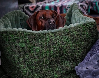 Dog snuggle sack / sleeping bag / 3-in-1 dog corner, green, Forrest green, green