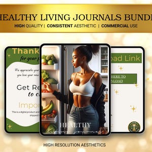 5 Gesundes Leben Journale Bundle MRR & PLR, Wellness, Meal-Planning und Self-Care-Tracker, Master Reseller Rechte, Privatmarkenrechte