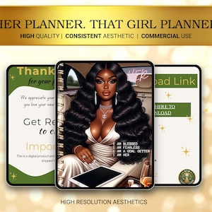 Her Planner That Girl Planner MRR & PLR, Daily Self-Care and Productivity Planner for Women, Downloadable Digital Planner For Women, Rebrand