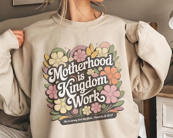 Camisa de trabajo "La maternidad es el reino" para mamá, regalo para el día de la madre, regalo para mamá para el día de la madre, versículo bíblico.