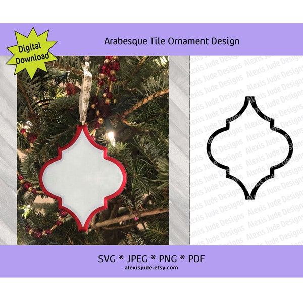 Arabesque Tile Ornament Border Template, Cut File for Christmas Ornament SVG