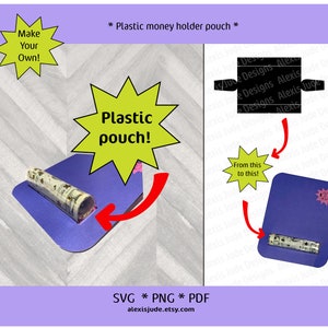 Somente modelo de bolsa de plástico para cartão de dinheiro, bolsa de protetor labial para cartão de dinheiro, modelo de bolsa para cartão de dinheiro, arquivo svg de presente de aniversário, SVG de presente de formatura, PNG,