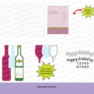 Shaker Birthday Card, Shaker, Wine Birthday SVG, Shaker Card Cut File ...