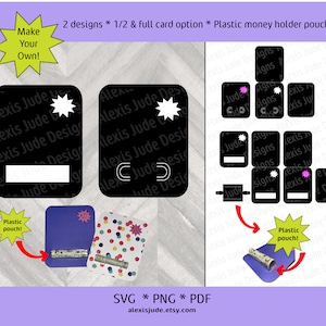 Modelo de bolsa para porta-cartão de dinheiro, pacote SVG para cartão de dinheiro, modelo de bolsa para cartão de dinheiro, arquivo svg de presente de aniversário, SVG de presente de formatura, PNG, svg