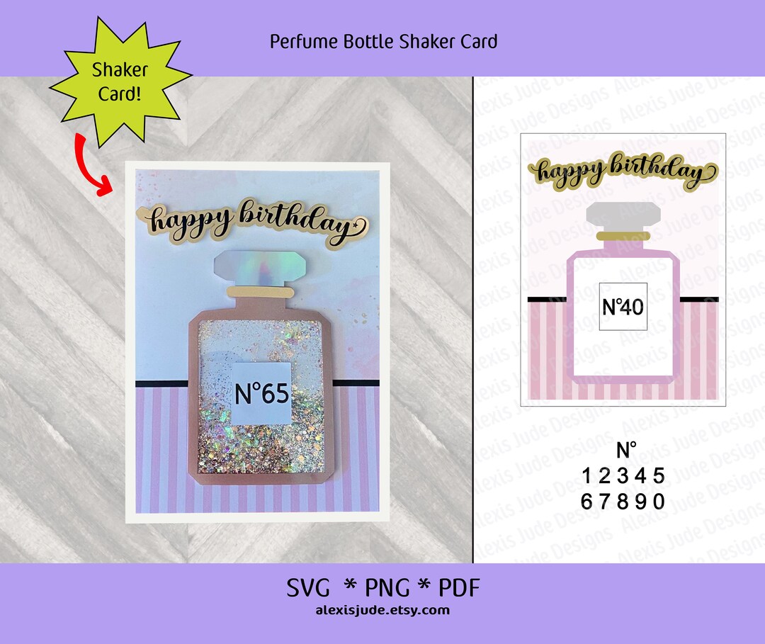Shaker Birthday Card, Shaker, Perfume Bottle SVG, Shaker Card Cut File ...