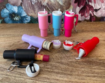 Mini Tumbler Keychain Chapstick Holder Tumbler Accessory Lip Balm Holder Removable Top keychain Tumbler