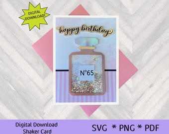 Verjaardagskaart shaker, shaker, parfumflesje SVG, Shaker Card gesneden bestand, verjaardagskaart, svg