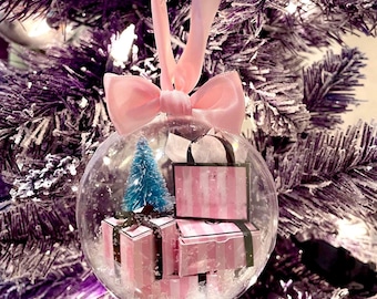 Pink Christmas Ornament exchange Mini Presents Ornament Gift ornament swap gift snow globe ornament Teen ornaments Bougie ornament