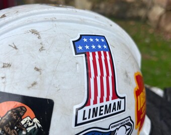 3 Pack Lineman #1 Hardhat Sticker Journeyman Union American Flag