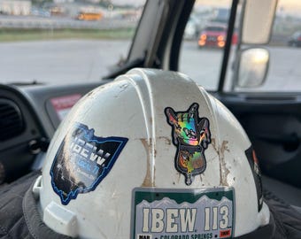 Lineman Hot Gloves Melting Union Journeyman Hardhat Stickers Holographic