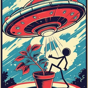 Stick Person Alien Abduction Print