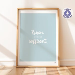 Póster de bienestar – “Respira, ya basta” – Póster relajante, relajación, vida lenta, decoración zen, descargable