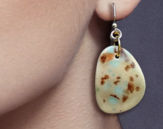 One-of-a-kind ceramic set of earrings and a pendant