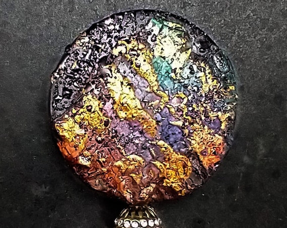 One-of-a-kind organic distressed polymer pendant