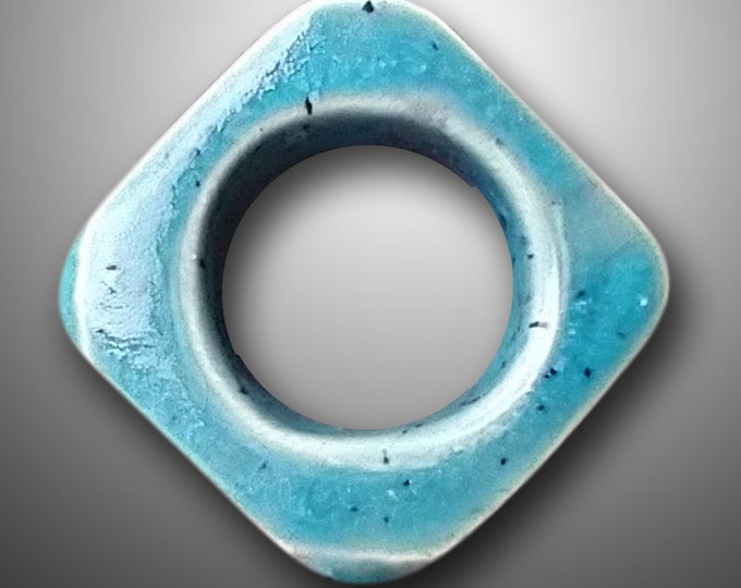 Ceramic asymmetrical blue ring