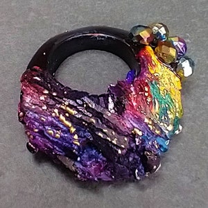 One-of-a-kind organic distressed polymer pendant