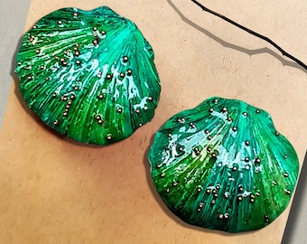 One-of-a-kind Summer of love polymer clay seashells earrings