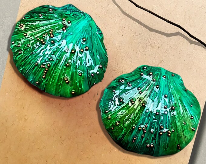 One-of-a-kind Summer of love polymer clay seashells earrings