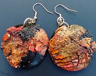 Distressed one-of-a-kind polymer clay earrings
