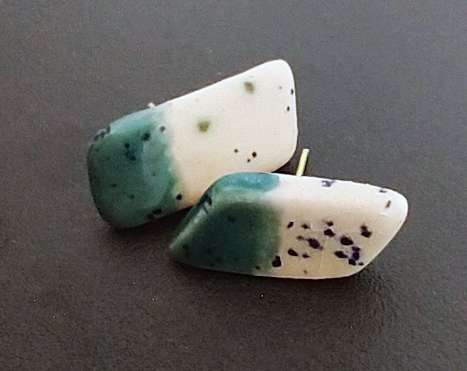 One-of-a-kind asymmetrical ceramic stud earrings